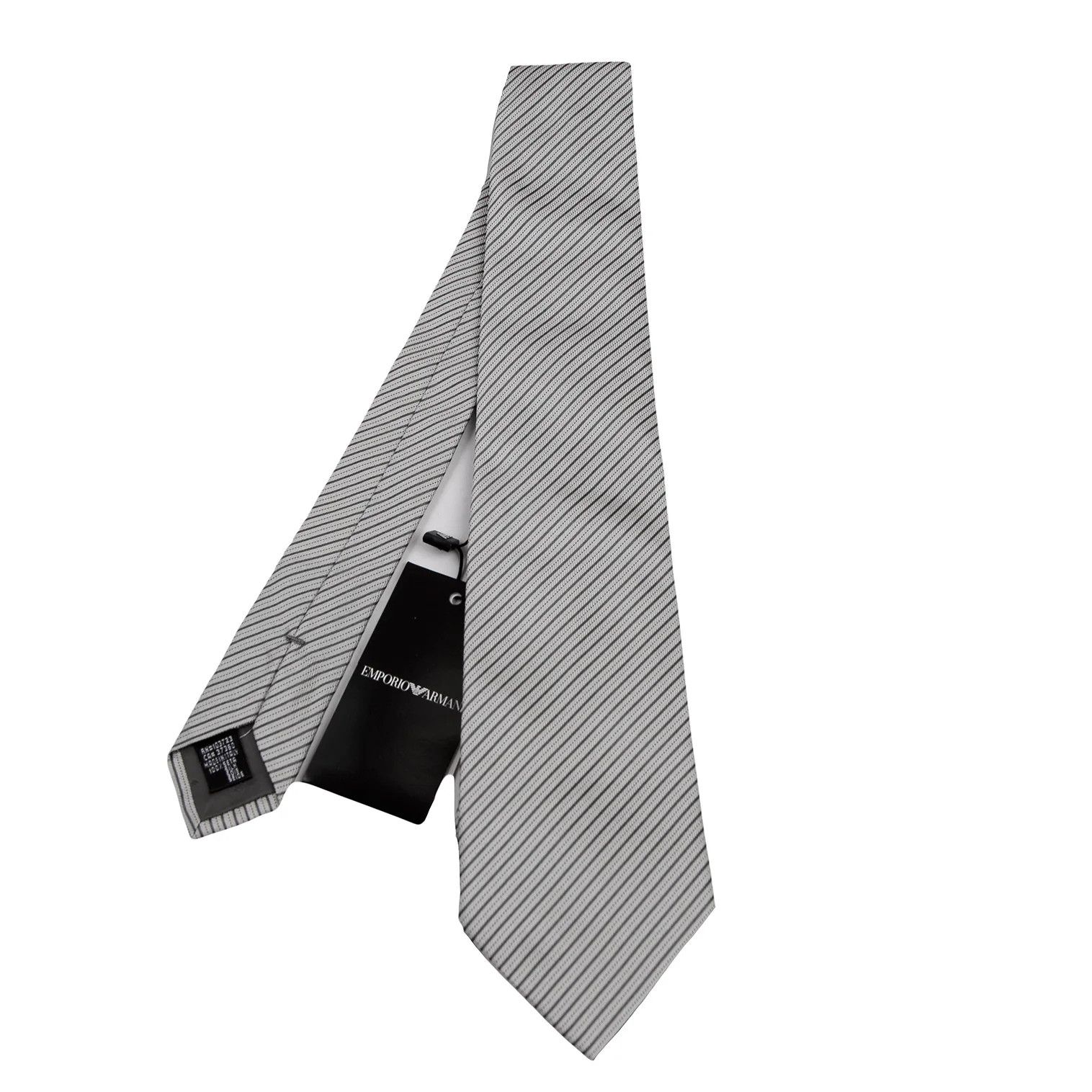 Emporio Armani Silk Alternate Regimental Tie in Gray Size ONE SIZE - 1 Thumbnail