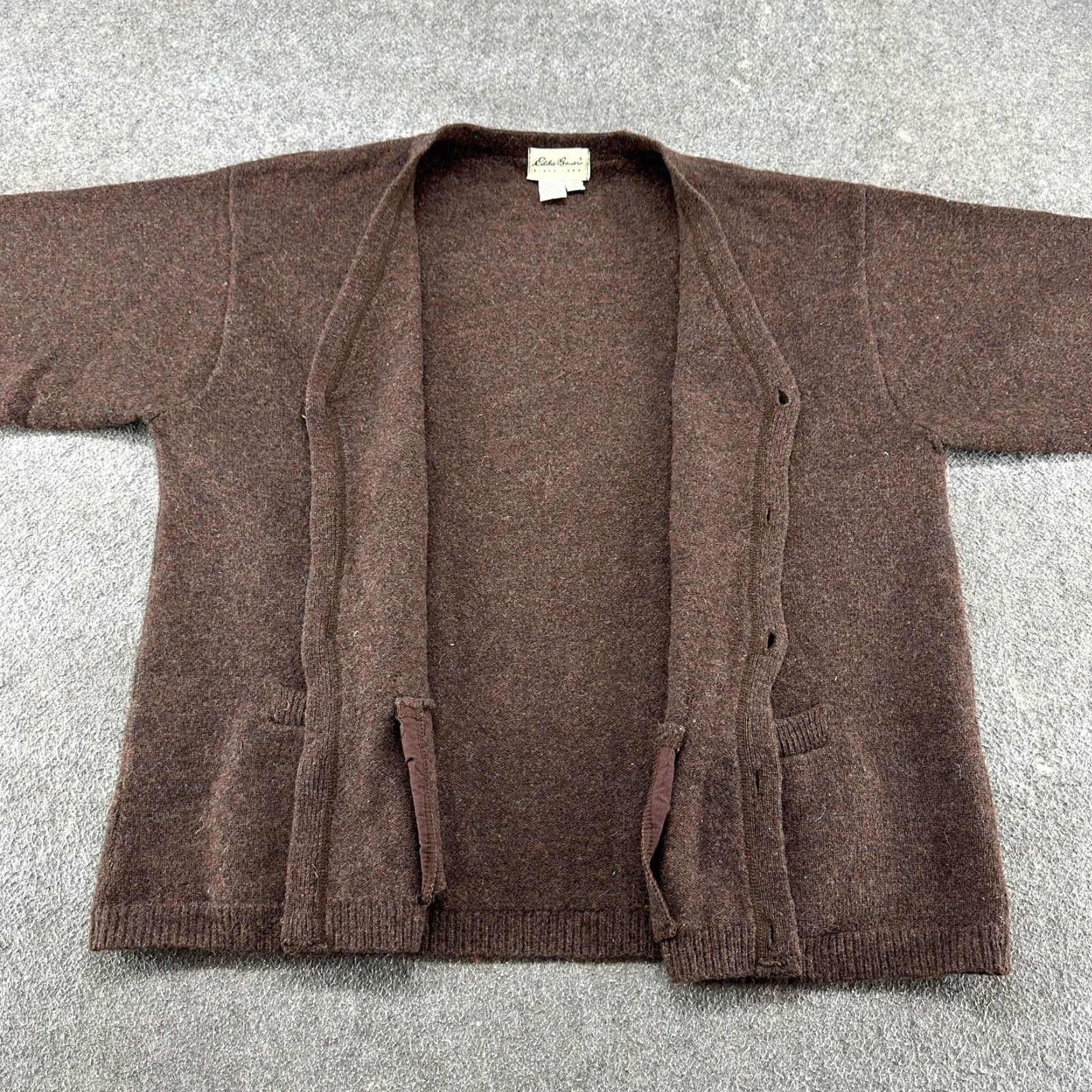 Eddie Bauer VINTAGE Eddie Bauer Sweater Cardigan Mens XLT XL Tall Brown Wool Tight Knit 90s Size US XL / EU 56 / 4 - 2 Thumbnail