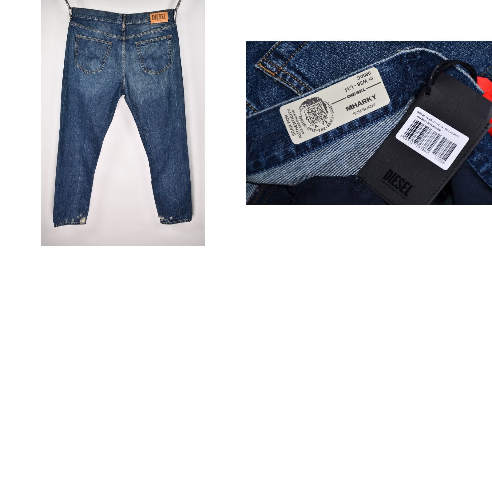Diesel Diesel Mharky 080AG Slim Skinny Jeans 38 W Blue L32 Men Denim Slim Jeans" Size US 38 / EU 54 - 9 Thumbnail