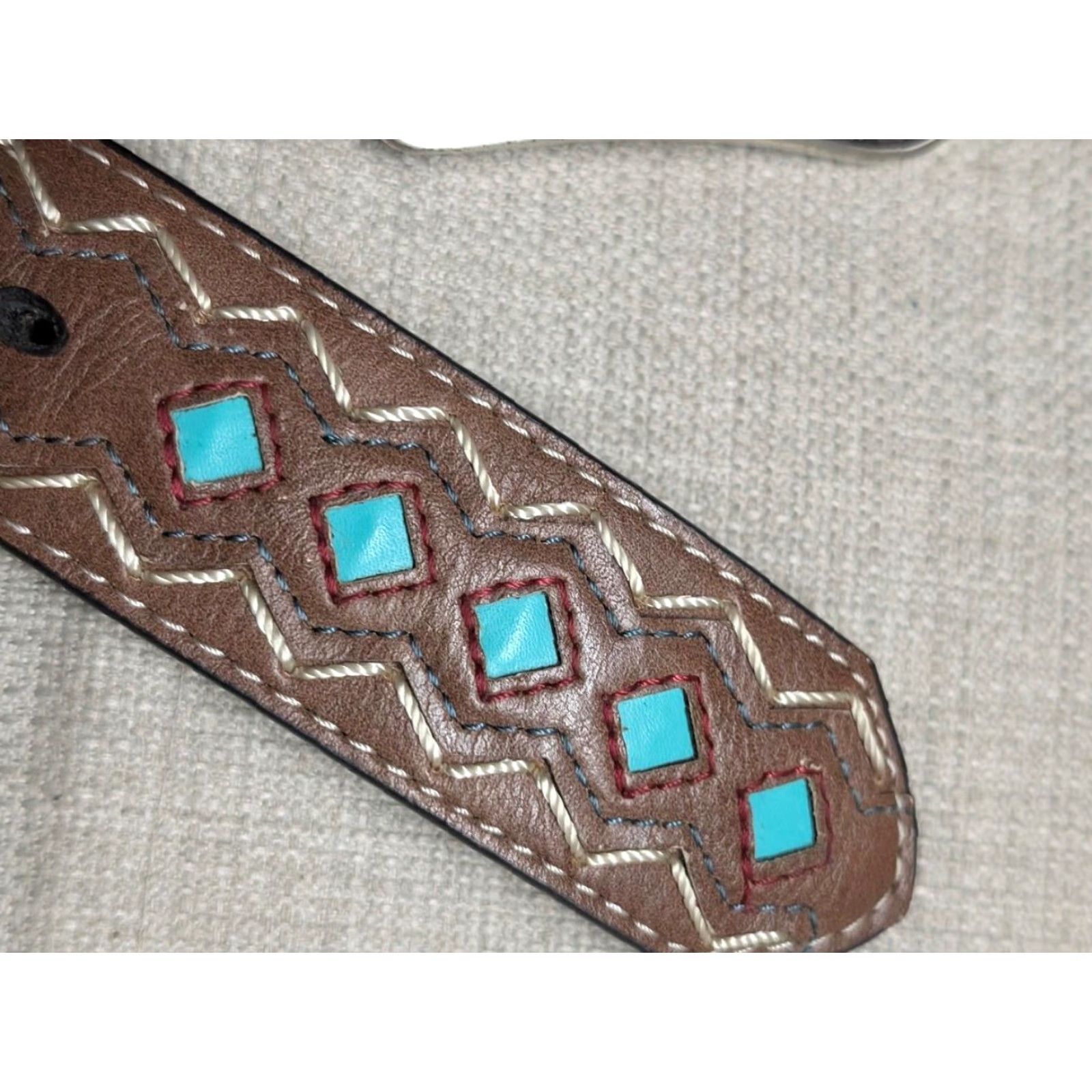 Ariat VINTAGE Ariat belt Western belt 42 brown Diamond tooled cutout belt western style with buckle snaps Mens 42 Brown ARIAT belt WOMENS? Size 42 - 5 Thumbnail
