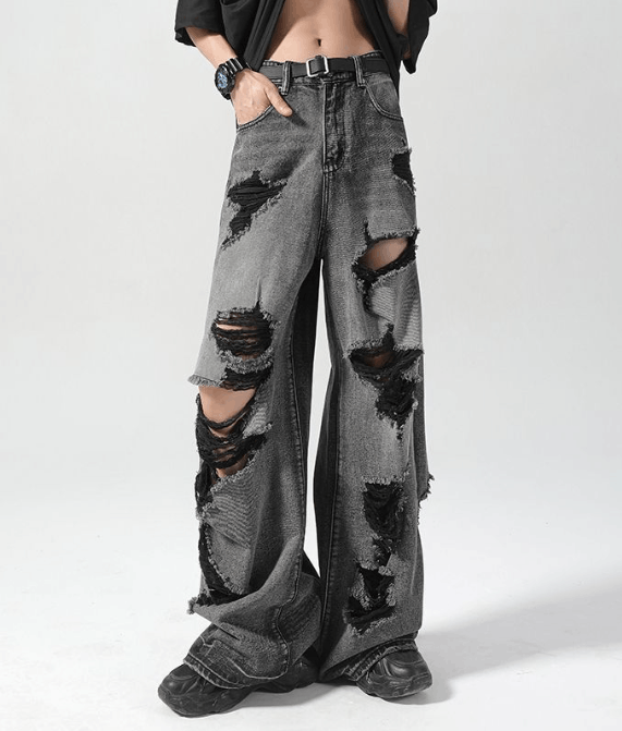 Japanese Brand Men's distressed trendy loose ripped beggar jeans Size US 34 / EU 50 - 1 Thumbnail