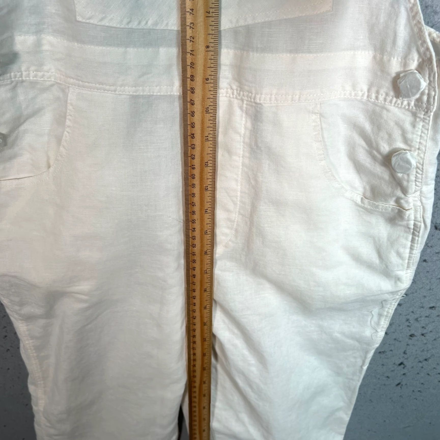 Vintage WeWoreWhat Basic Overalls Womens XS Ivory Linen-Cotton Blend One-Piece Sleeveless Jumpsuit Vintage NEW? Size 26" / US 2 / IT 38 - 7 Thumbnail