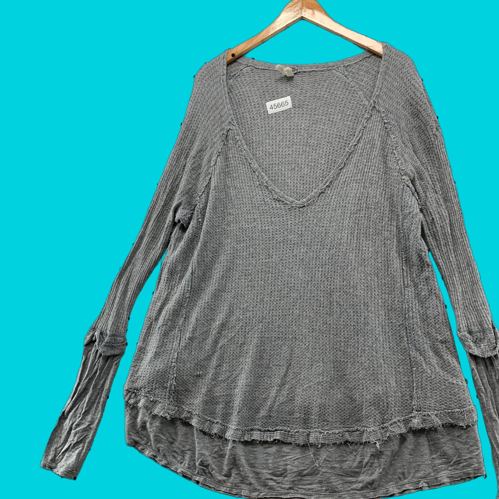 Vintage We the Free People Laguna Thermal Top Womens Large Waffle Knit Oversized Size L / US 10 / IT 46 - 1 Thumbnail