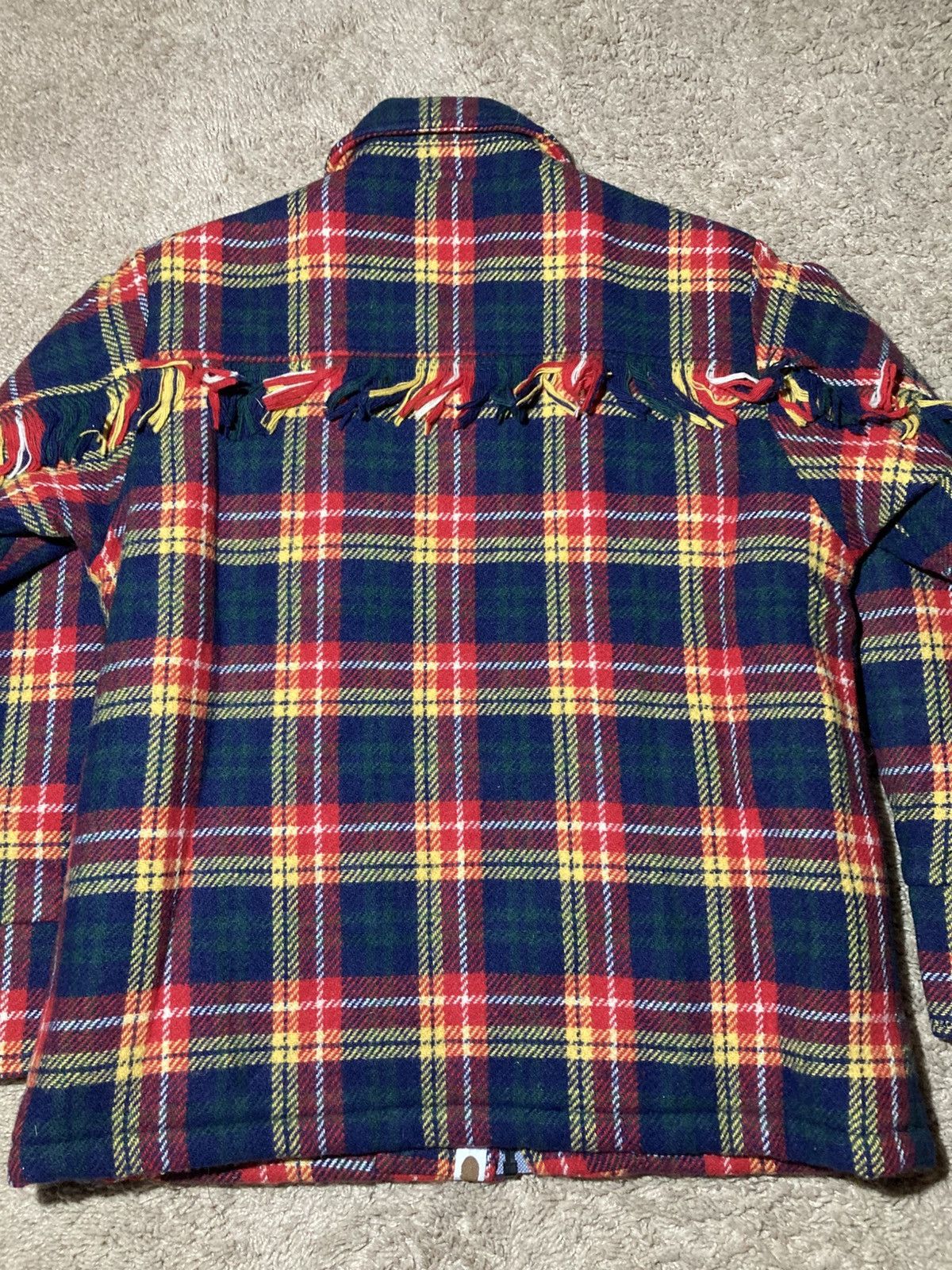 Bape 1998 Bape Check Fringe Western Jacket Fleece Plaid Tassel OG Size US XS / EU 42 / 0 - 9 Thumbnail