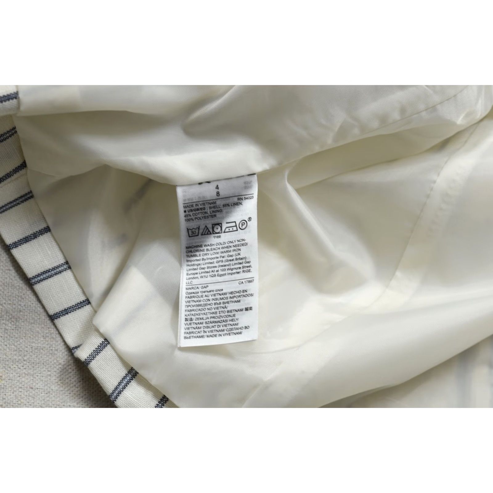 Gap GAP Blazer Jacket Womens Size 4 White Blue Striped Linen Blend One Button NWT Size S / US 4 / IT 40 - 4 Thumbnail