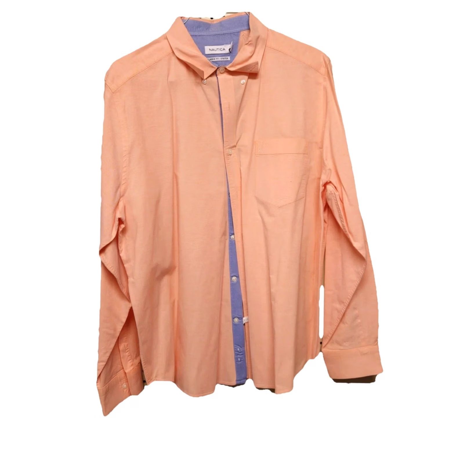 Nautica Nautica XL Button Down Shirt Peach Men Stretch Classic Fit Long Sleeve Button-Up Size US XL / EU 56 / 4 - 2 Thumbnail
