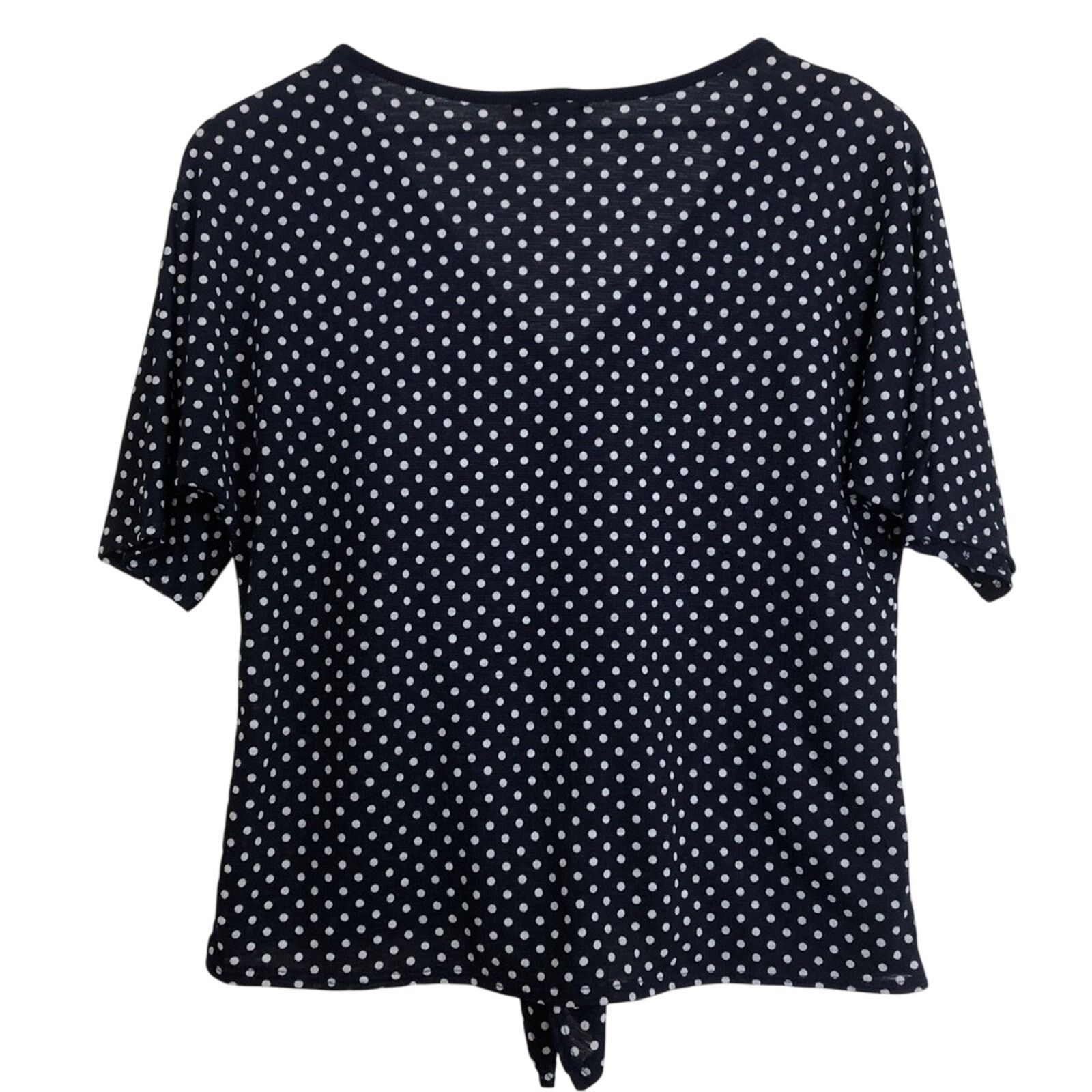 Other Lavish Navy Blue White Polka Dots Button V-Neck Blouse Top Size M / US 6-8 / IT 42-44 - 2 Thumbnail