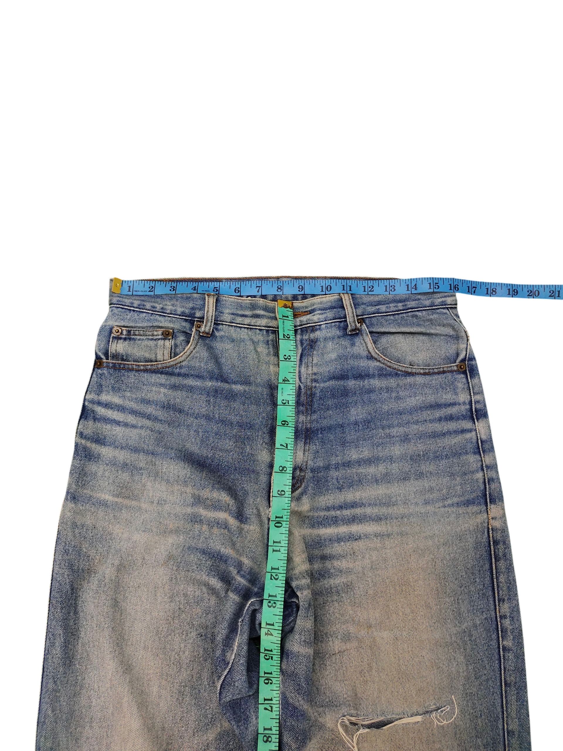 Comme des Garcons × Undercover Vintage 90s Nepura Japan Clawmark Distress Faded Denim Jeans Size US 32 / EU 48 - 14 Thumbnail