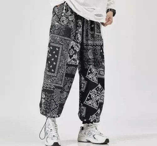 image of Vintage Bandana Paisley Pants in Black, Men's (Size 32)
