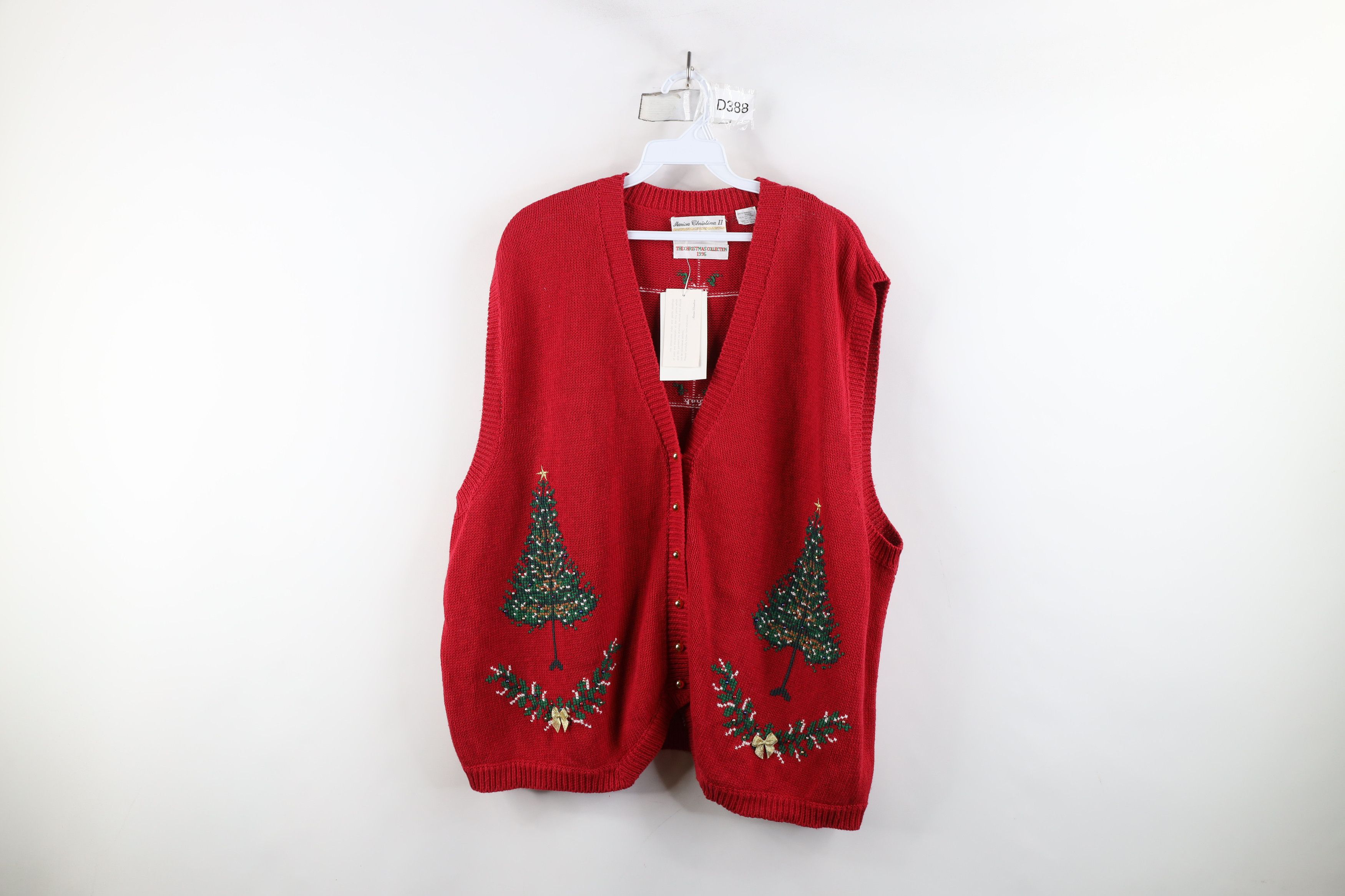 Vintage Deadstock Vintage 90s Tree Needlepoint Knit Sweater Vest Size XXL / US 16-18 / IT 52-54 - 1 Thumbnail
