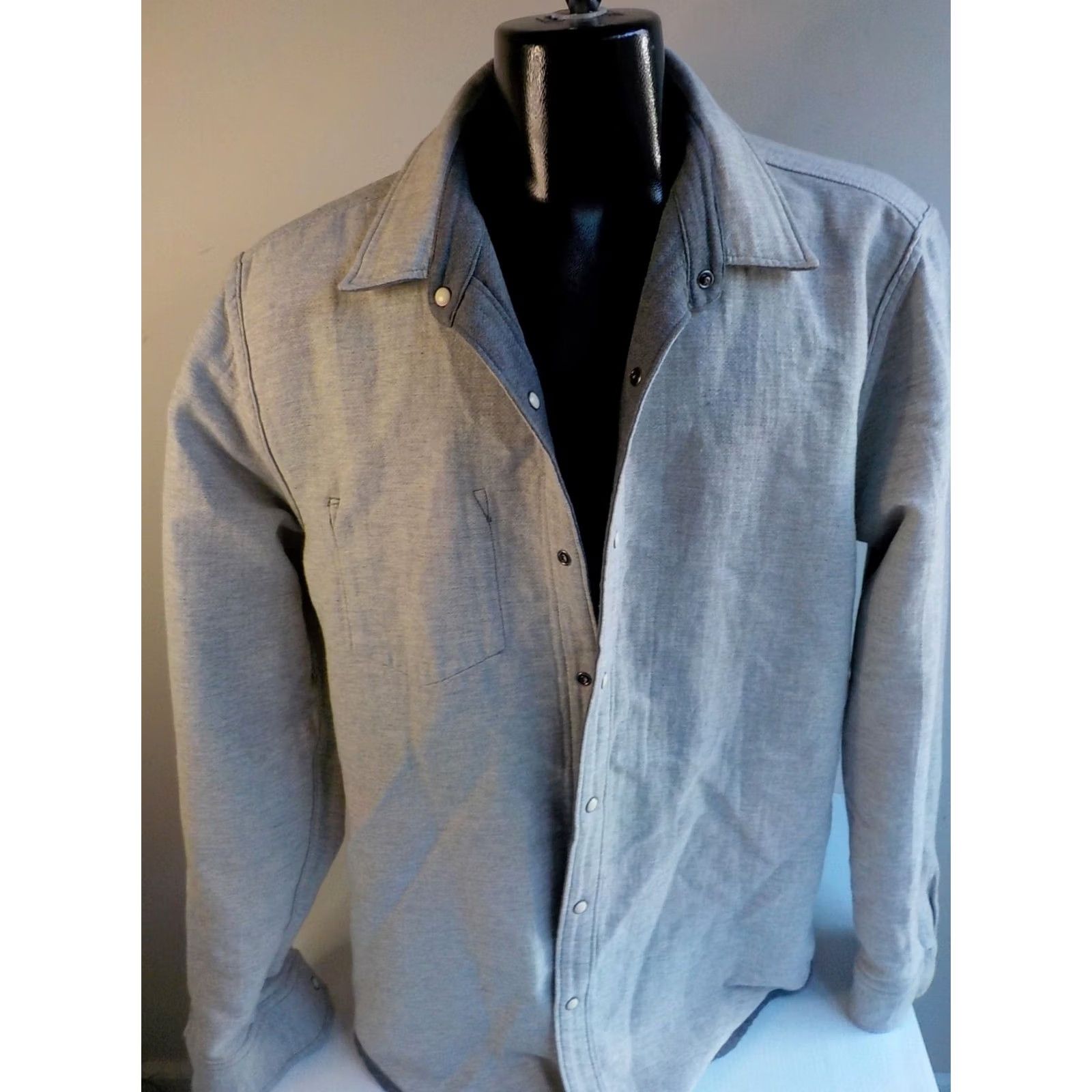 Chubbies Chubbies The Inside Out Reverse Shirt Gray NWT XL Mens Snap-Up Reversible Cotton Solid Long Sleeve Collared Shirt Size US XL / EU 56 / 4 - 4 Thumbnail