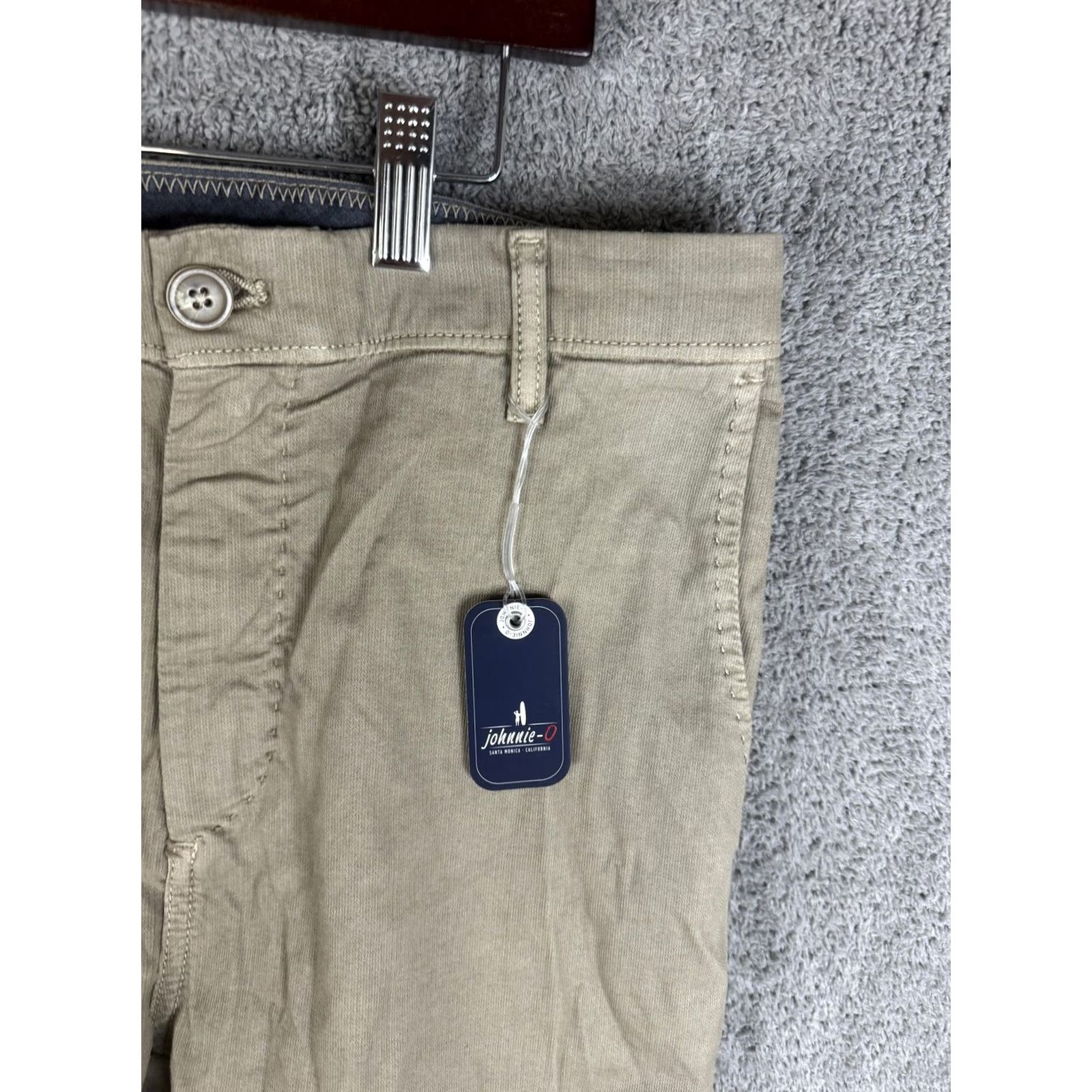 johnnie-O VINTAGE? No. Johnnie-O Pants Mens 35x34 Khaki Stretch Casual Chino 5 Pocket Cotton Beige Size US 35 - 3 Thumbnail