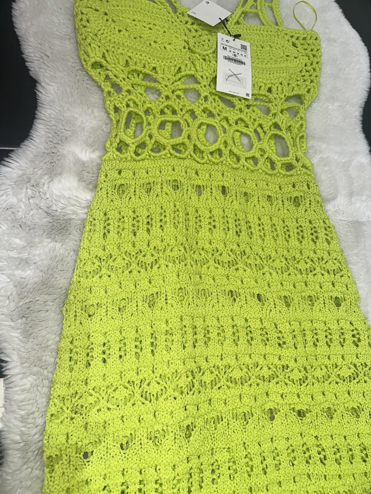 Zara ZARA Lime Crochet maxi dress Size M Size M / US 6-8 / IT 42-44 - 4 Thumbnail