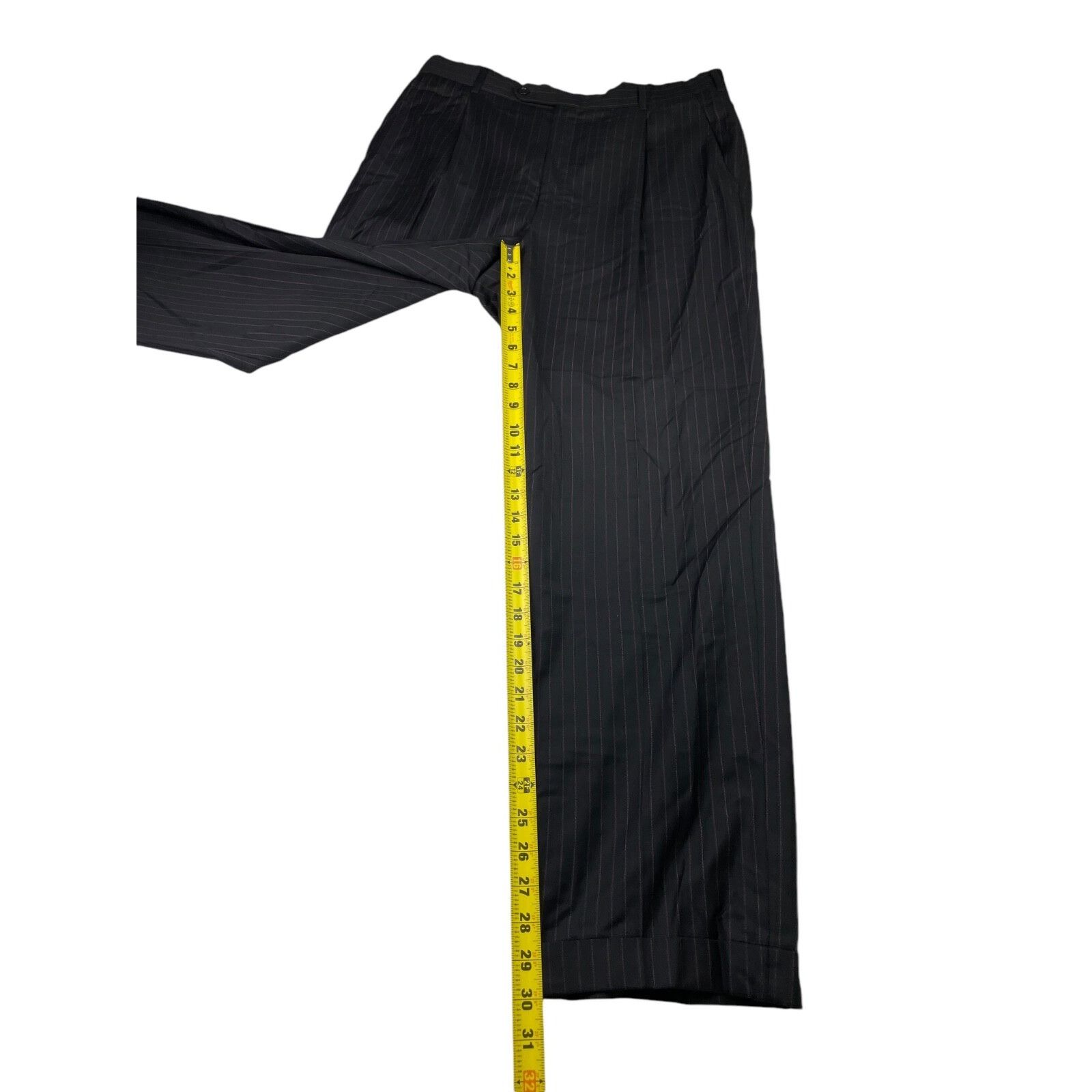 Belvest Belvest Men's 100% Wool 3-Button Suit Black/Pink Stripe • It Size 40S - 17 Thumbnail