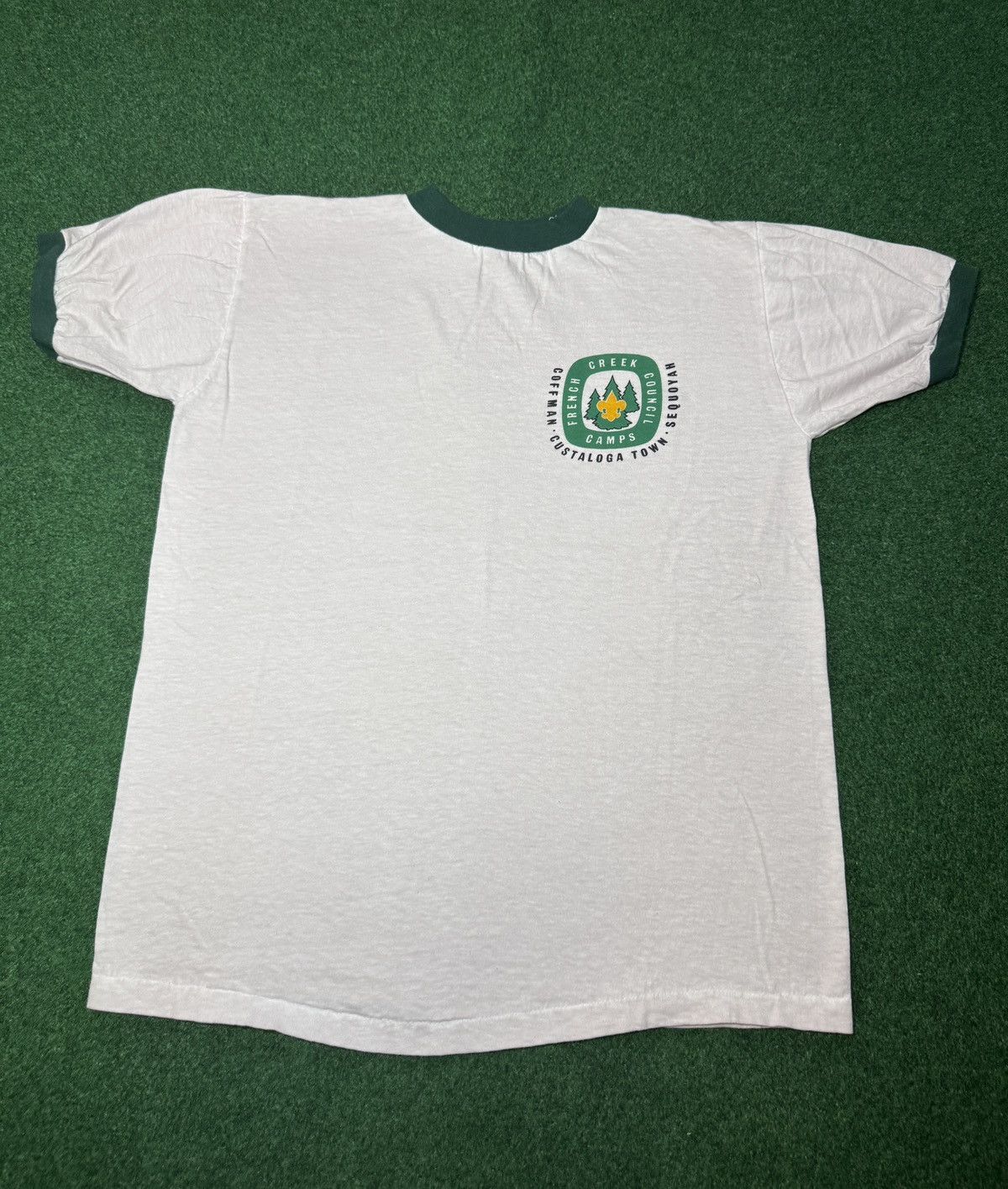 Vintage Vtg 70s Boy Scouts Custaloga Town Scout Camp Ringer T Shirt Size US L / EU 52-54 / 3 - 1 Thumbnail