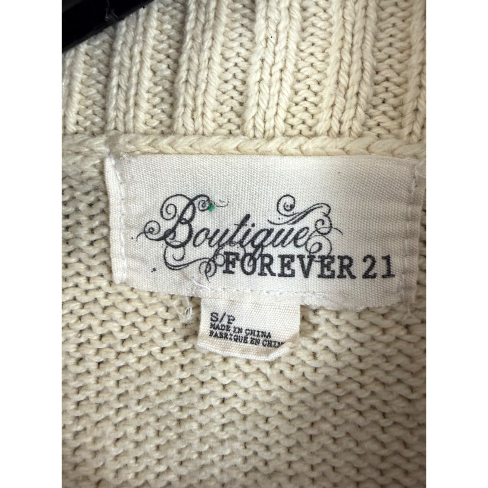Forever 21 FOREVER 21 Sweater Cardigan Aztec Open Front Belted Ivory S Womens Micro﻿-Knit Knit Open Front Cardigan Black? Size S / US 4 / IT 40 - 6 Thumbnail