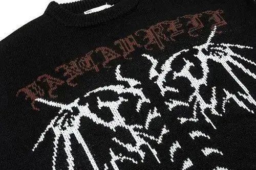 VIBE Distressed Gothic Skeleton Print Knitwear Size US L / EU 52-54 / 3 - 4 Thumbnail