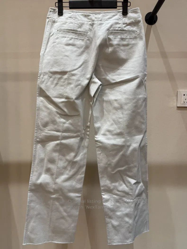 Hermes Hermes White women's casual pants, classic straight fit Size 42" / US 20 - 8 Thumbnail