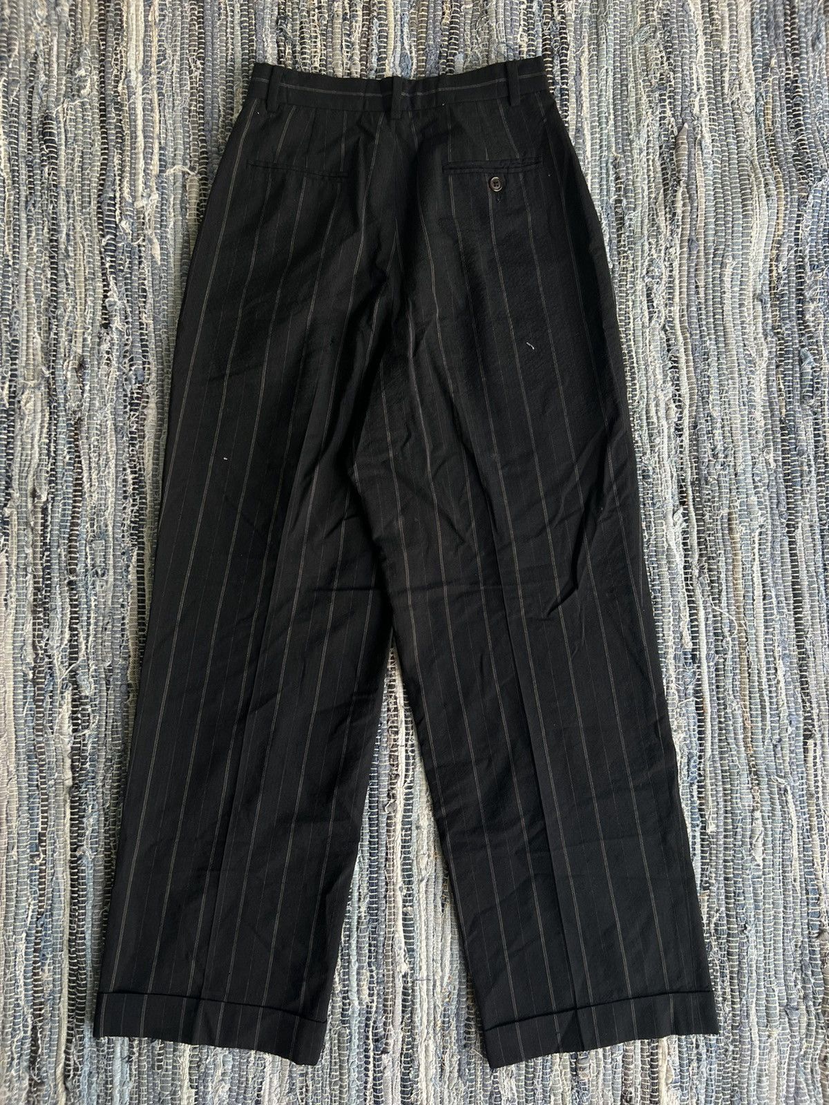 Ralph Lauren Purple Label 🇮🇹 Made High Waist Wide Leg Pinstriped Pleated Wool Pants Size 27" / US 4 / IT 40 - 5 Thumbnail