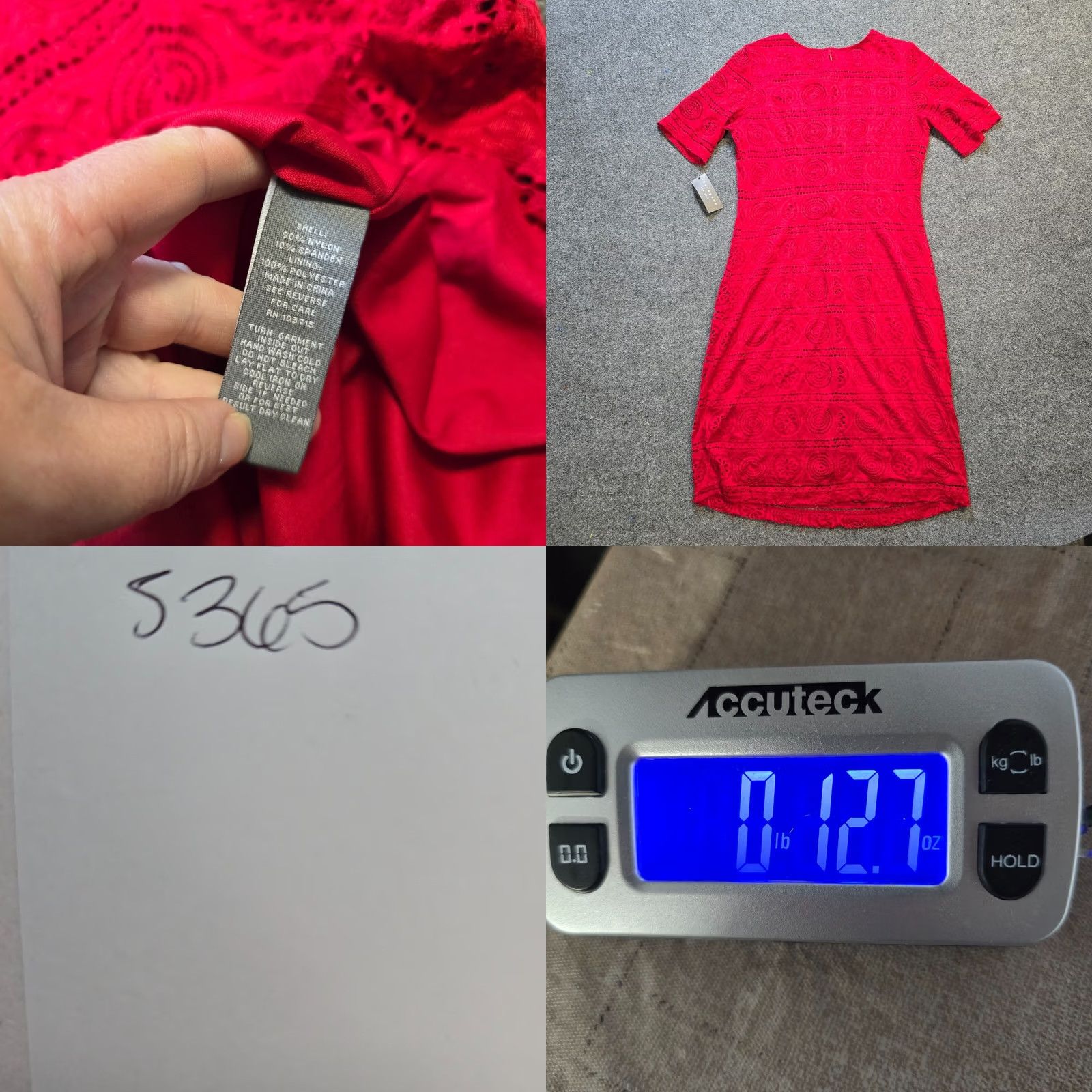 Vintage Sharagano Dress Womens Size 12 Red Lace Stretch Fitted Midi Cocktail Dressy Pencil Sheath Dress Size XL / US 12-14 / IT 48-50 - 8 Thumbnail