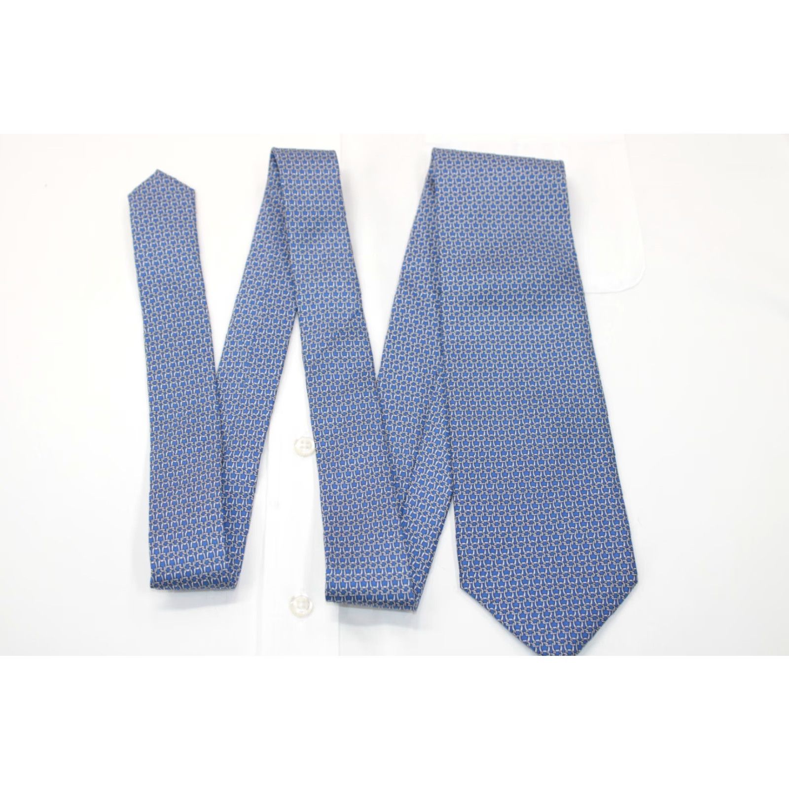 Jos. A. Bank Jos A Bank Chain Mail Necktie Tie 100% Silk Blue Men's Stylish Luxury Preppy Classic Tie Size ONE SIZE - 2 Thumbnail