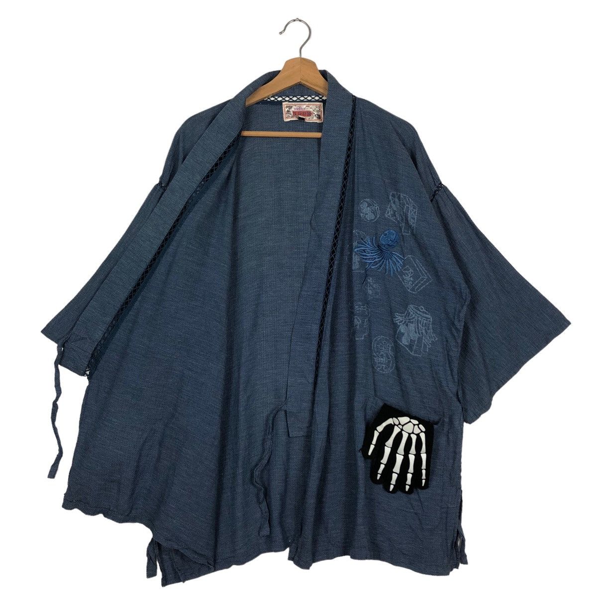 45rpm 🔥Vintage Traditional Japanese Kimono Japan Sisoko Blue Blue Size US L / EU 52-54 / 3 - 9 Thumbnail