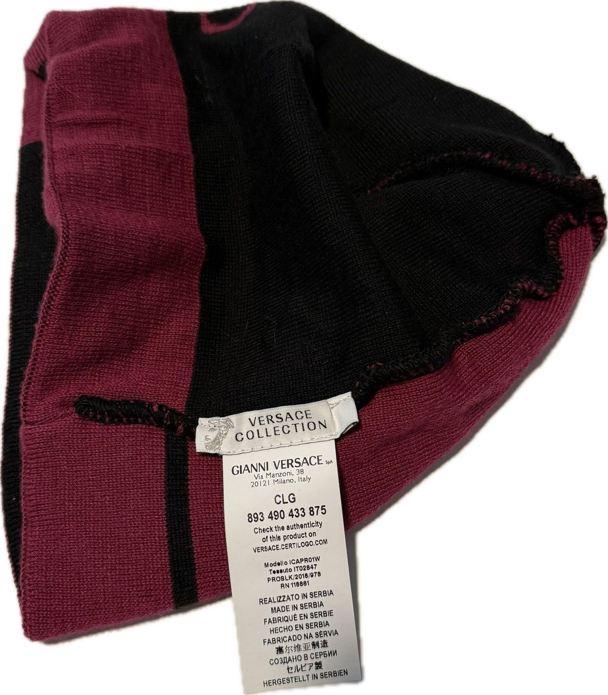 Versace Pink and Black Versace Collection Beanie Size ONE SIZE - 3 Thumbnail