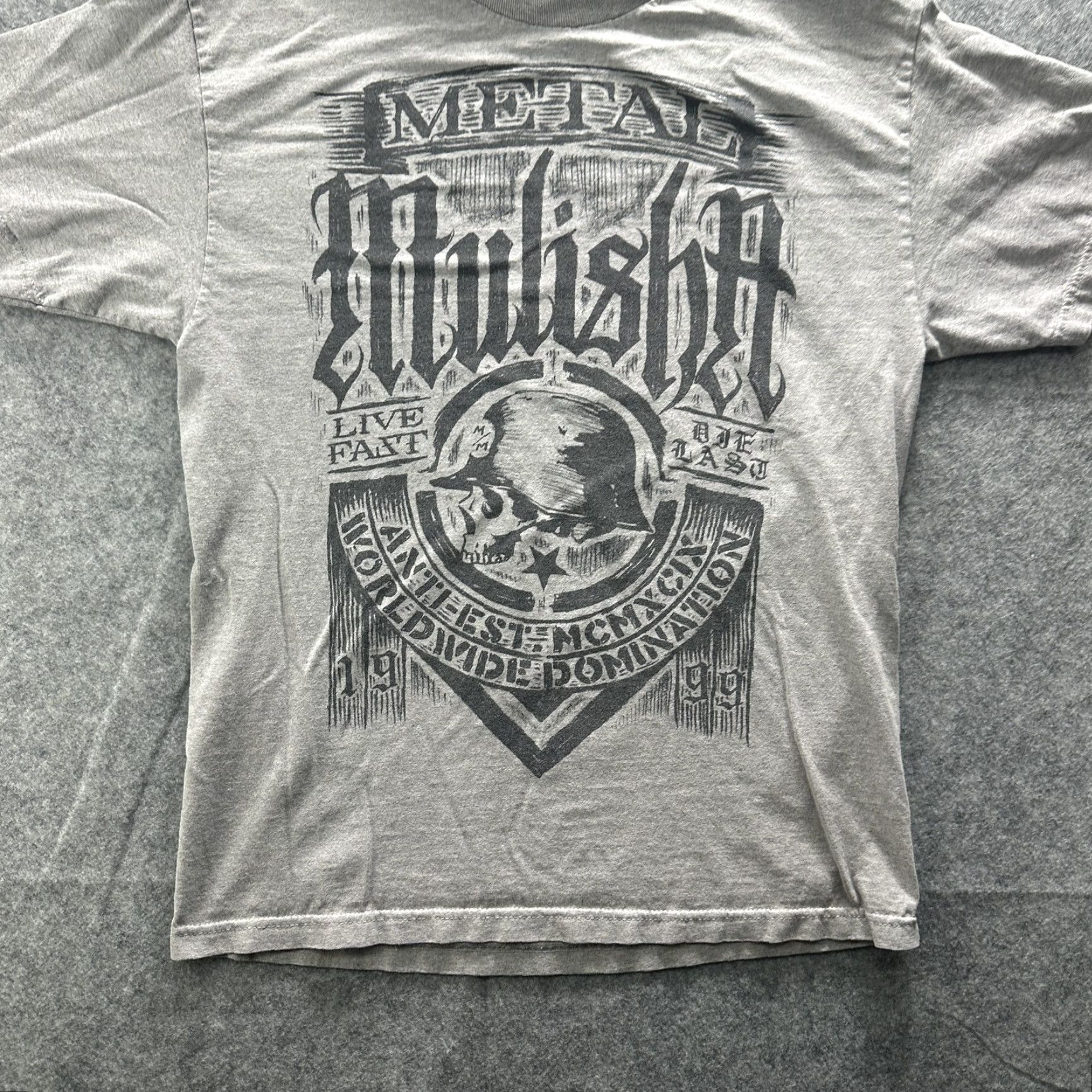 Metal Mulisha VINTAGE Metal Mulisha Shirt Mens Large Gray Graphic Skull Helmet Military Moto Y2K Tee Size US L / EU 52-54 / 3 - 2 Thumbnail