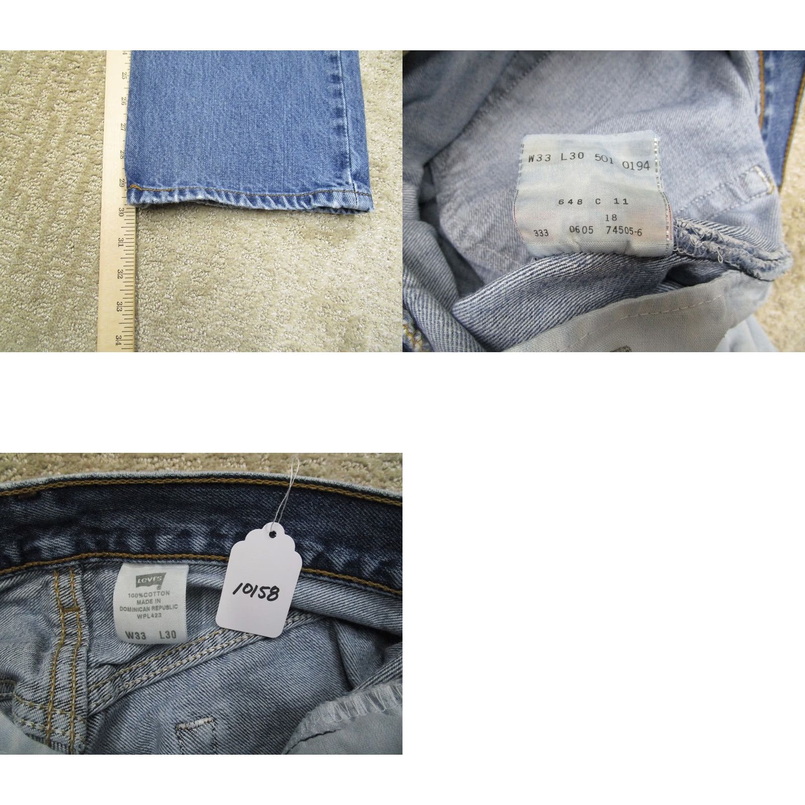 Levi's Vintage Levi's 501 Jeans Men 33x30 Light Wash Blue Button Fly Denim Straight 5-Pocket Regular Rise Mens Jeans Size US 33 - 8 Thumbnail