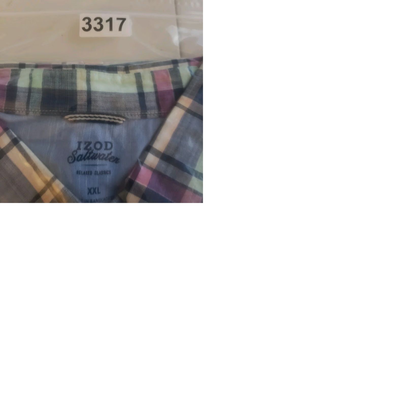Izod IZOD Saltwater Mens 2XL Shirt Blue Pink Plaid Button-Down Short Sleeve Cotton Size US XXL / EU 58 / 5 - 10 Thumbnail