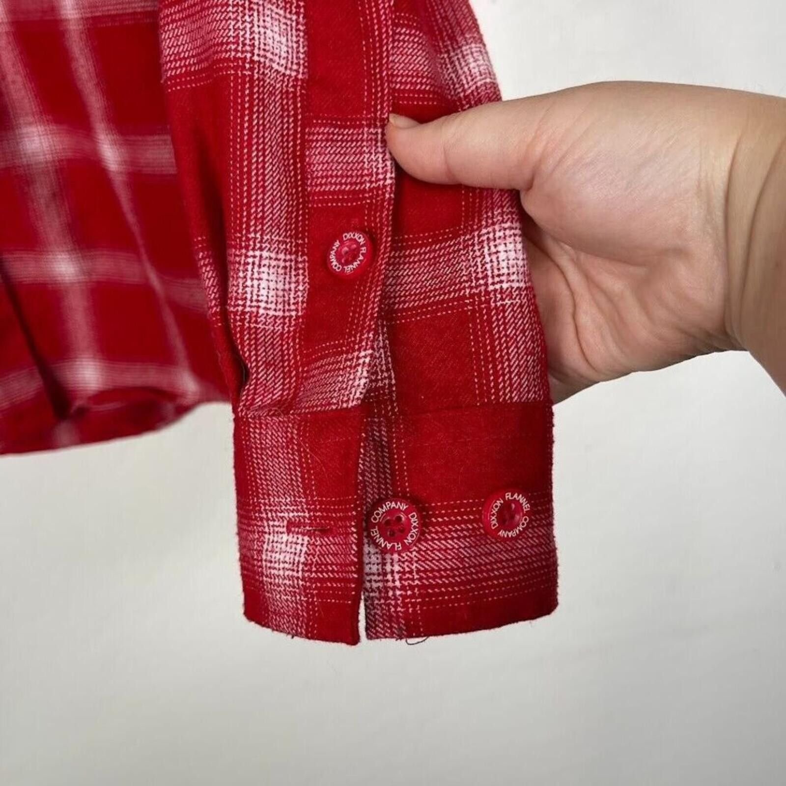 Dixxon DIXXON Red and White Plaid Button-Down Shirt Size M / US 6-8 / IT 42-44 - 4 Thumbnail