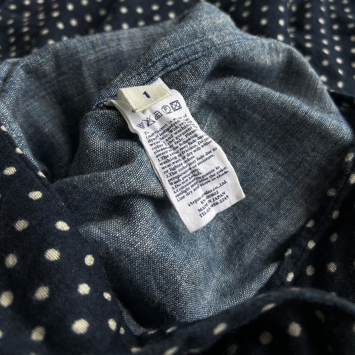 45rpm × Japanese Brand 45RPM POLKA-DOT INDIGO DRESS SHIRT Size M / US 6-8 / IT 42-44 - 8 Thumbnail