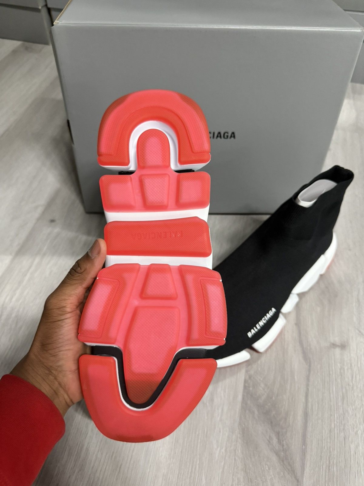 Balenciaga Balenciaga Speed 2.0 Recycled Knit Sneakers Black White Red Size US 13 / EU 46 - 3 Thumbnail