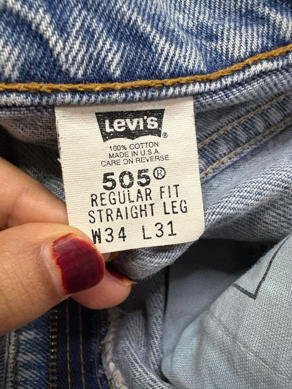 Levi's Vintage 90s Levis 505 Sashiko Mud Wash Distress Loose Jeans Size US 34 / EU 50 - 10 Thumbnail