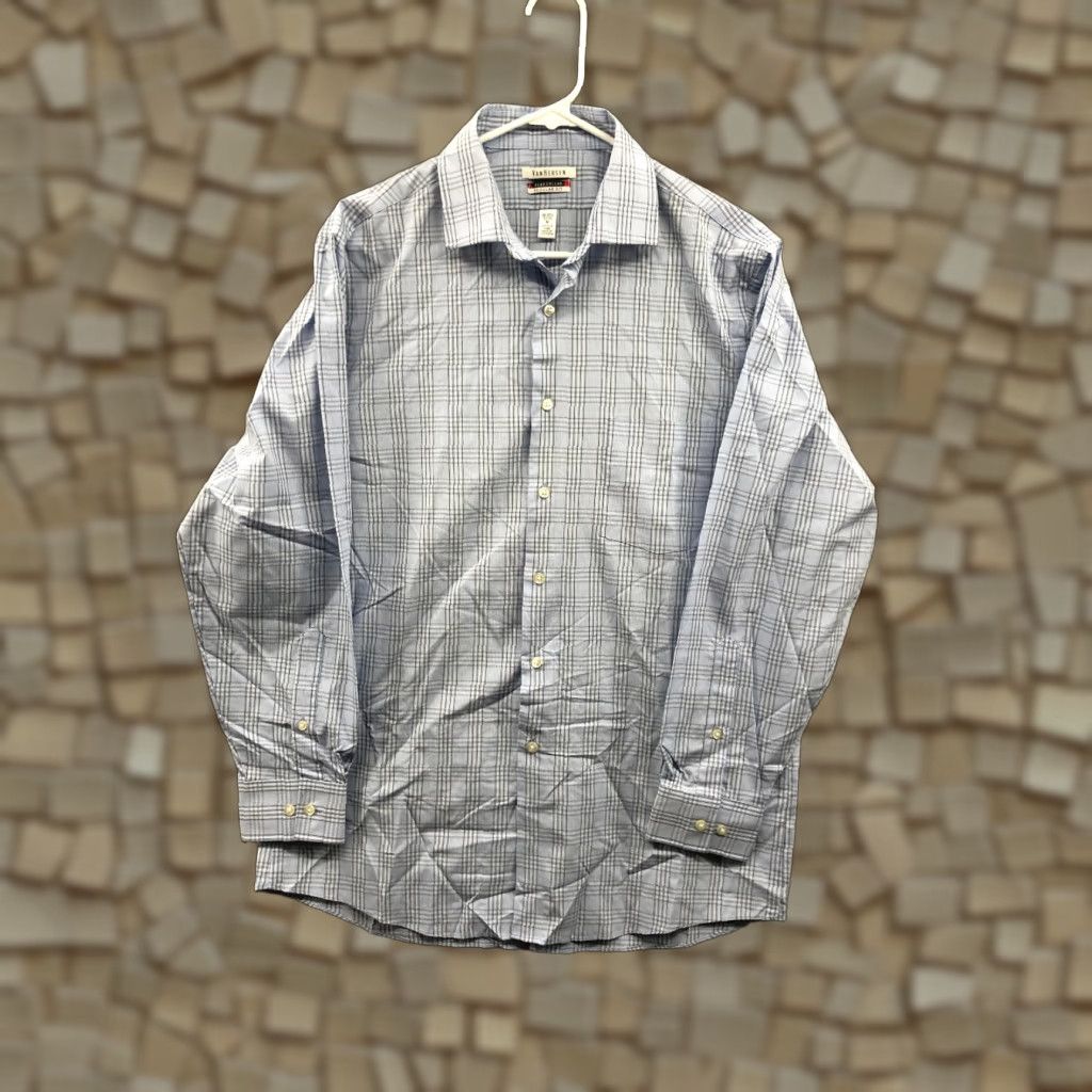 Van Heusen Van Heusen Shirt Mens Blue Plaid Long Sleeve Spread Collar Size M Regular Fit Size US M / EU 48-50 / 2 - 1 Thumbnail