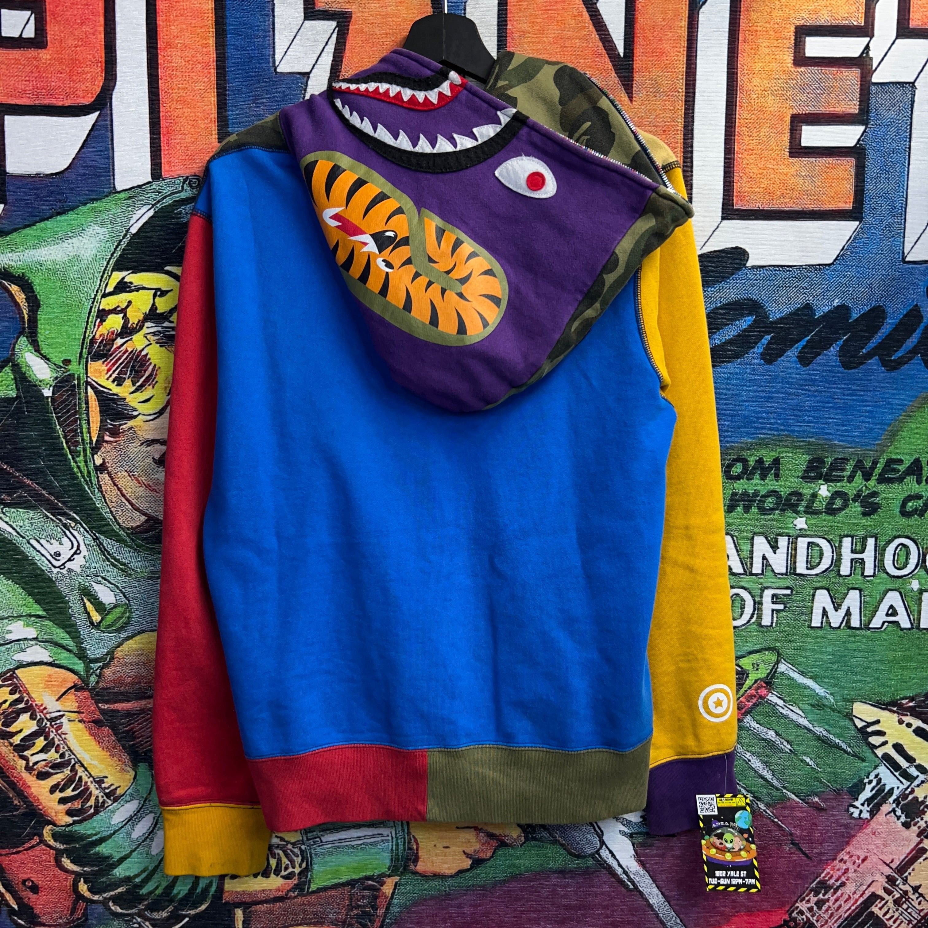 image of Bape 1St Camo Crazy Shark Full Zip Color Blocking Size M, Men's
