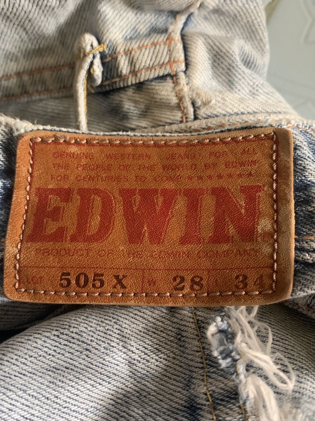 Edwin × Margaret Howell × Vintage Vintage Edwin Blue Mud Wash Distress Jeans Size US 28 / EU 44 - 14 Thumbnail