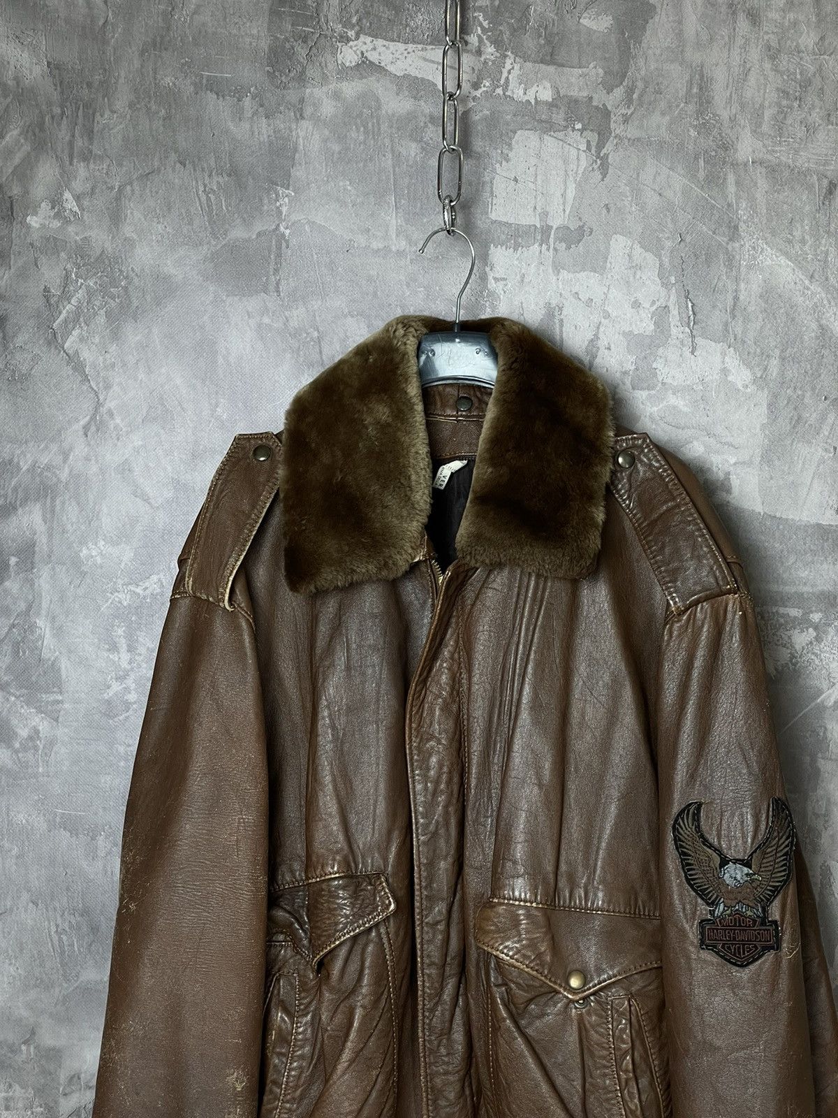 Harley Davidson Harley Davidson Vintage 90s Style Fur Leather Jacket Size US L / EU 52-54 / 3 - 10 Thumbnail