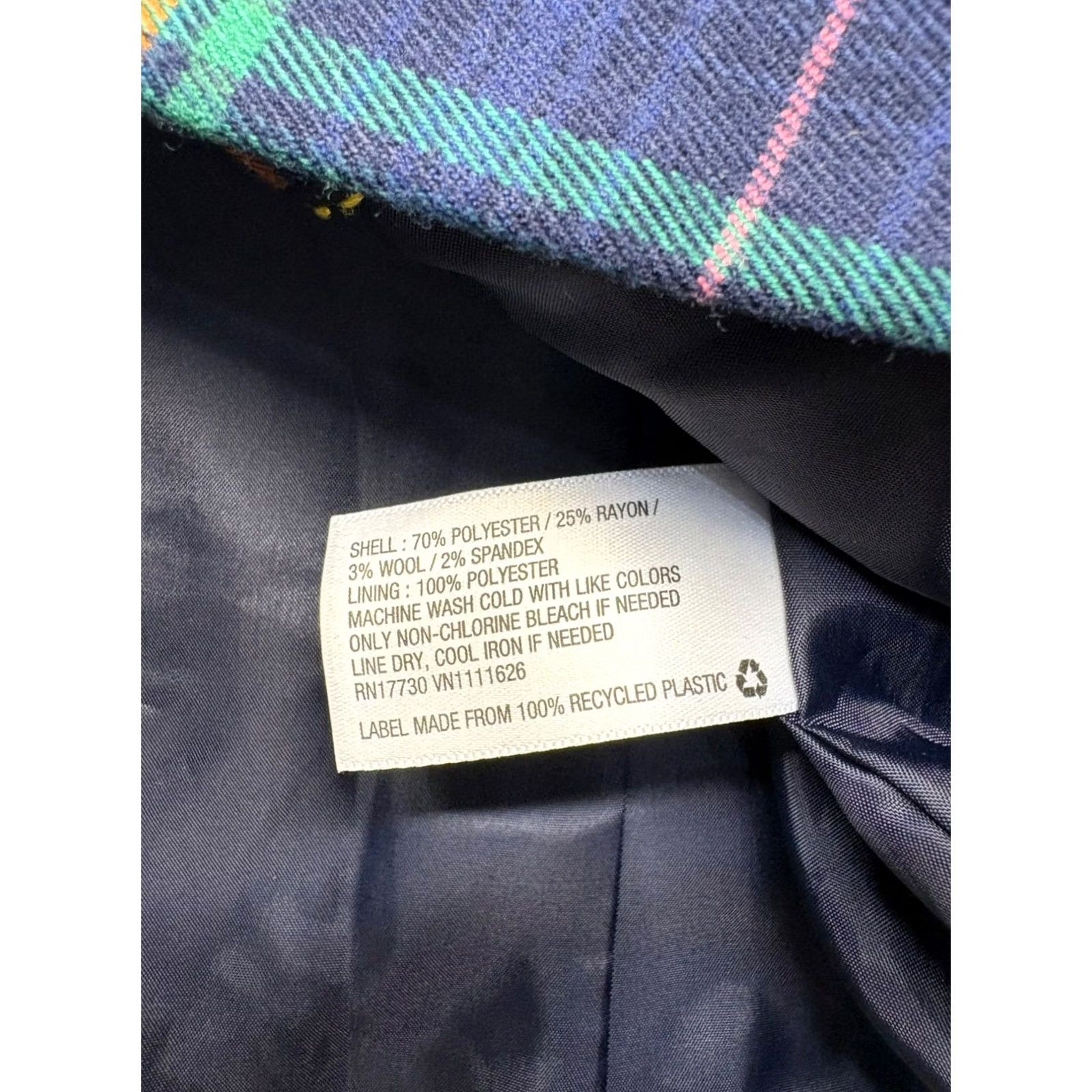 Merona Merona Womens Blazer Plaid Size 12 Blue/Green Checkered Pattern #7724 Size XL / US 12-14 / IT 48-50 - 5 Thumbnail