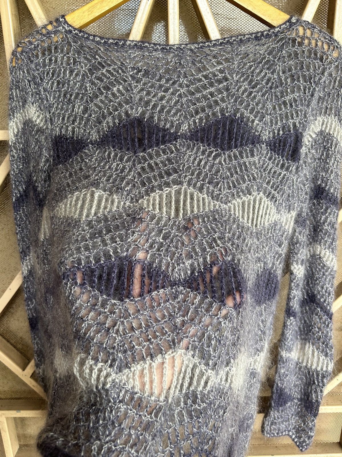 Beauty Beast × Japanese Brand Japanese Unknow Open Fishnet Grunge Fluzzy Knitted Size US M / EU 48-50 / 2 - 8 Thumbnail