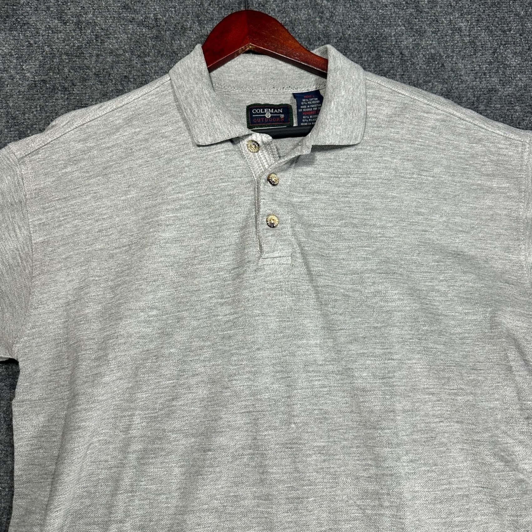 Vintage Coleman Outdoors Polo Shirt Mens Large Gray Short Sleeve Logo Cotton Size US L / EU 52-54 / 3 - 3 Thumbnail
