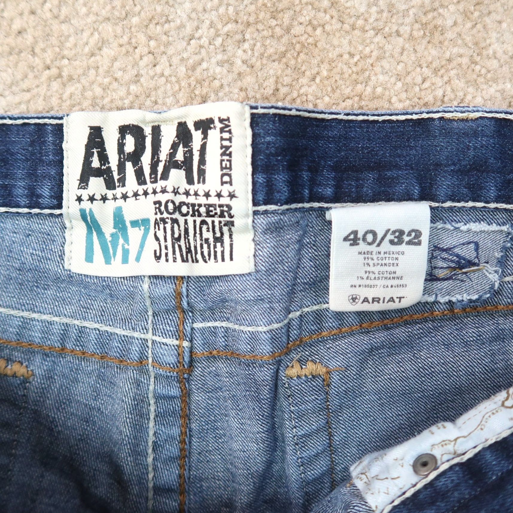 Ariat Ariat M7 Rocker Straight Jeans Men 40x32 Blue Denim 5-Pocket Regular Waist Size US 40 / EU 56 - 4 Thumbnail