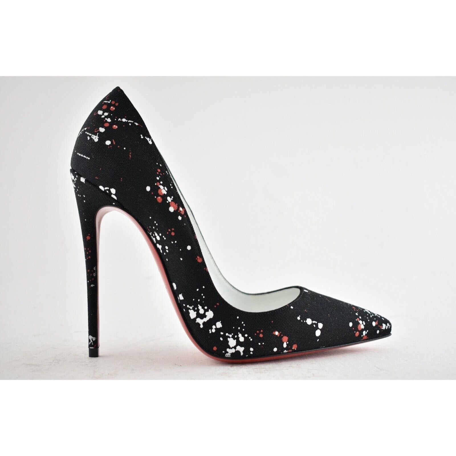 Christian Louboutin So Kate 120 Toile Splash Black Red White Heel Pump 39 Size US 9 / IT 39 - 2 Thumbnail