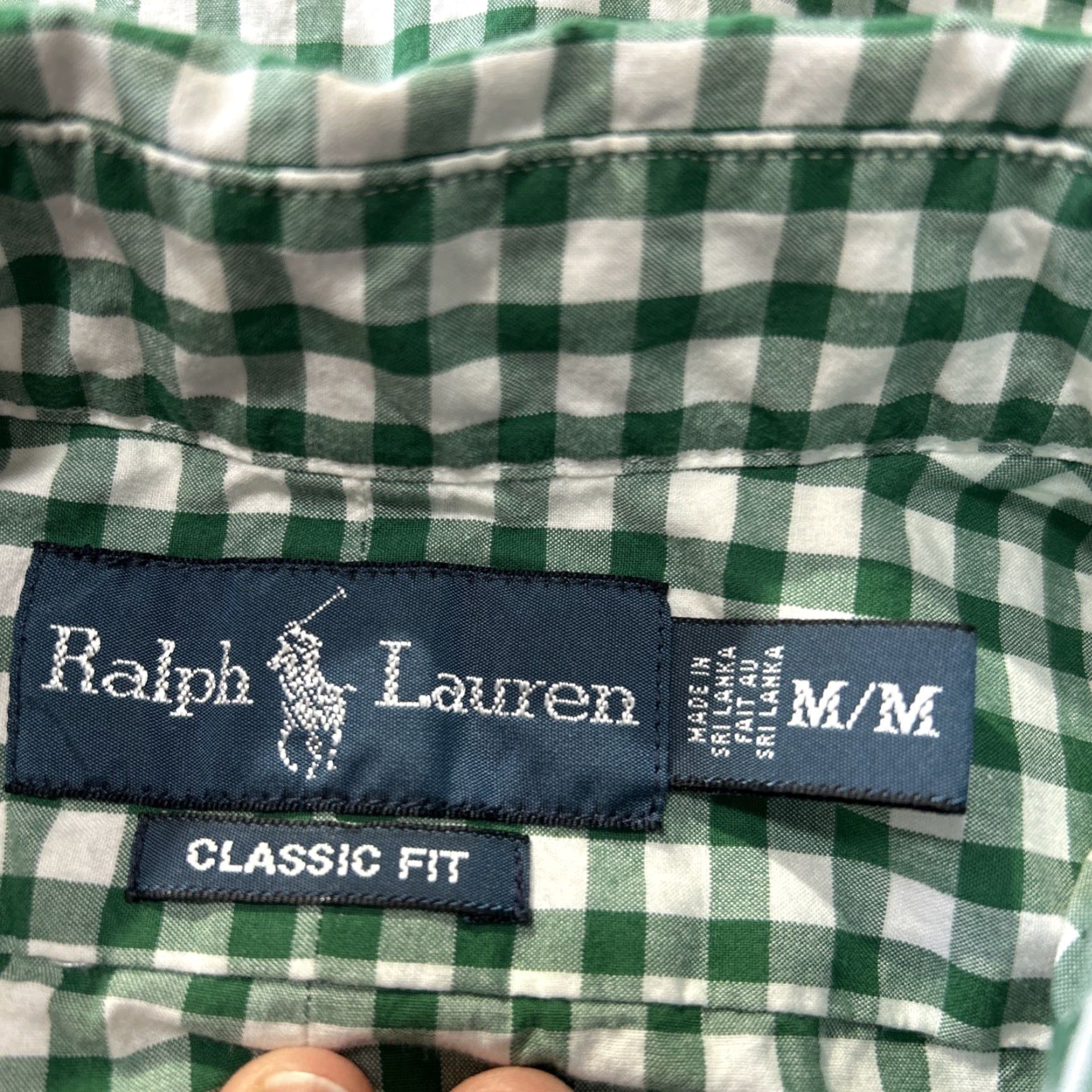 Polo Ralph Lauren Ralph Lauren Mens Dress Shirt Green Gingham Classic Fit Purple Pony Button-Down Long Sleeve Casual Button-Up Shirt M Size 40R - 7 Thumbnail