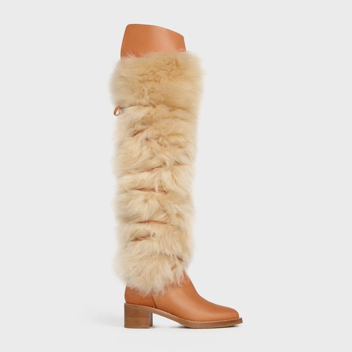 image of Celine O1W1Db10324 Boots In Tan, Women's (Size 7)
