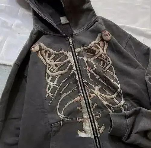Japanese Brand × Vintage Art Skeleton Vertebrae Zip Up Hoodie Size US XL / EU 56 / 4 - 3 Thumbnail