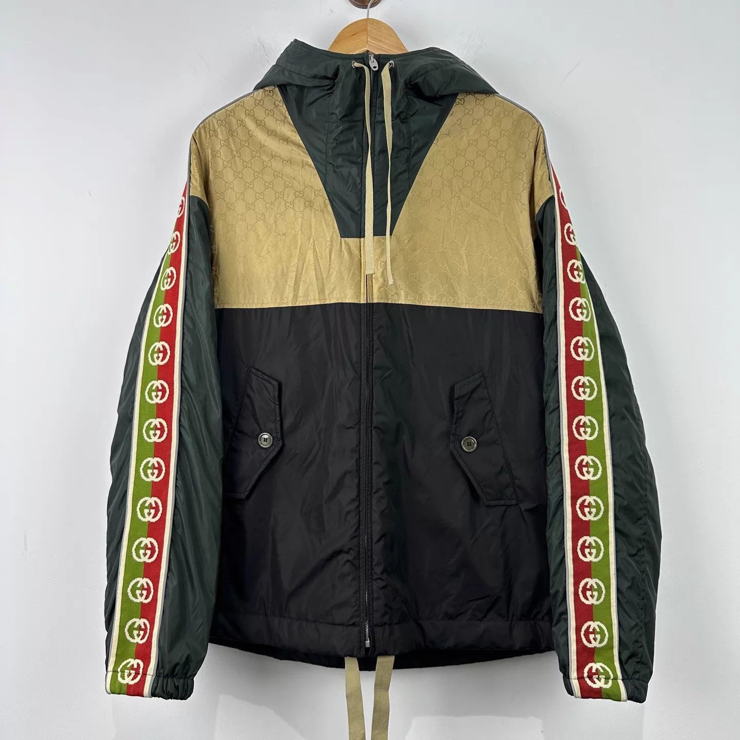 Gucci Multi Color Hooded Jacket with Striped Sleeves Size US S / EU 44-46 / 1 - 1 Thumbnail