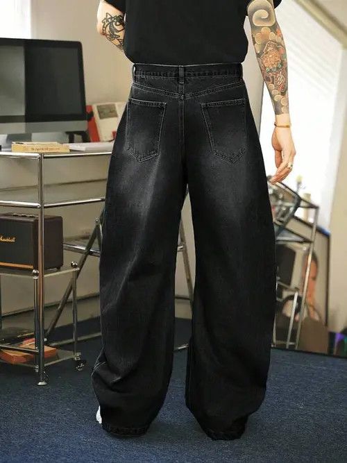Jean Washed Denim Jeans Loose fit Baggy Size US 32 / EU 48 - 3 Thumbnail