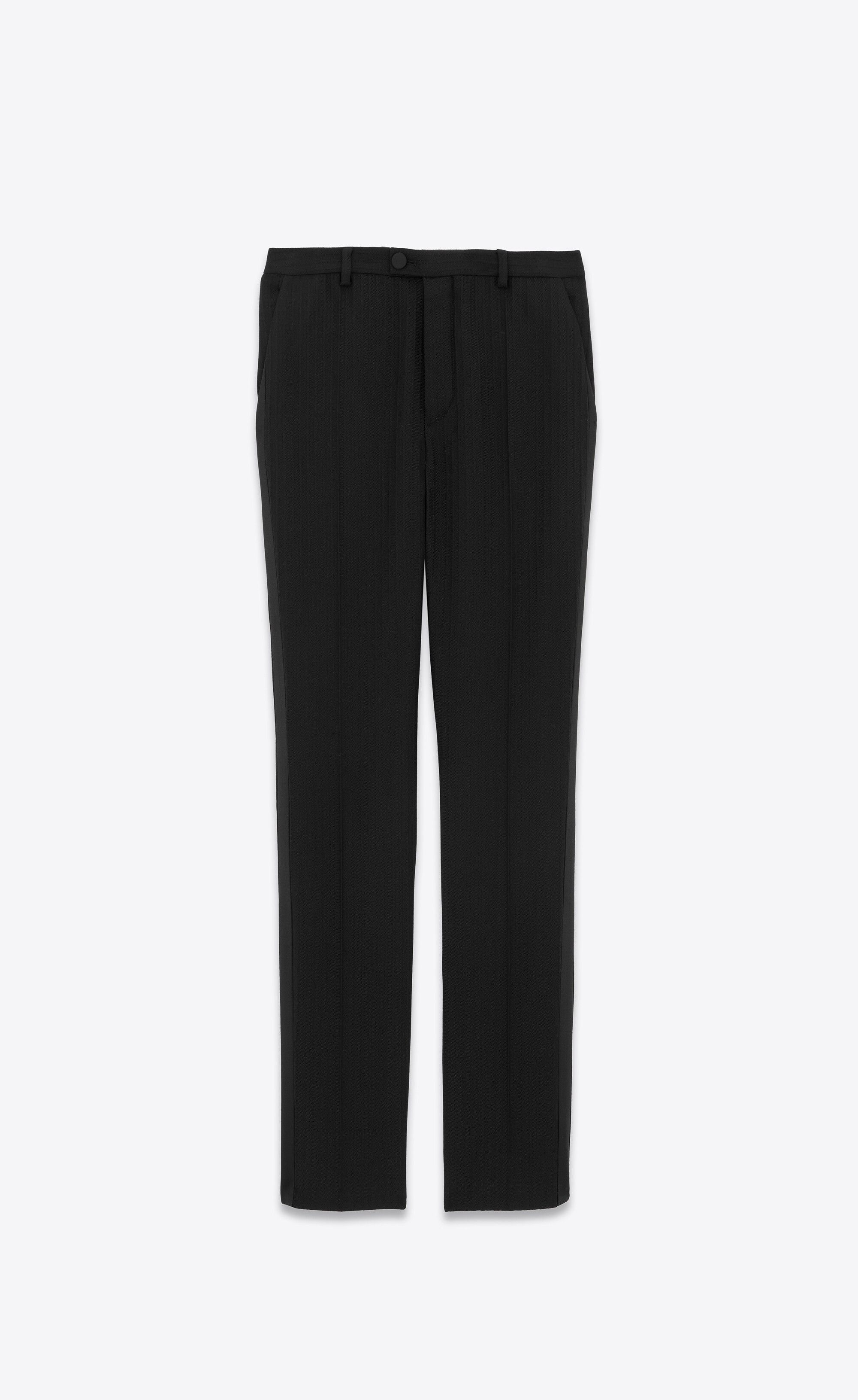 Saint Laurent Paris high-waisted tuxedo pants in raised-stripe wool Size US 34 / EU 50 - 1 Thumbnail