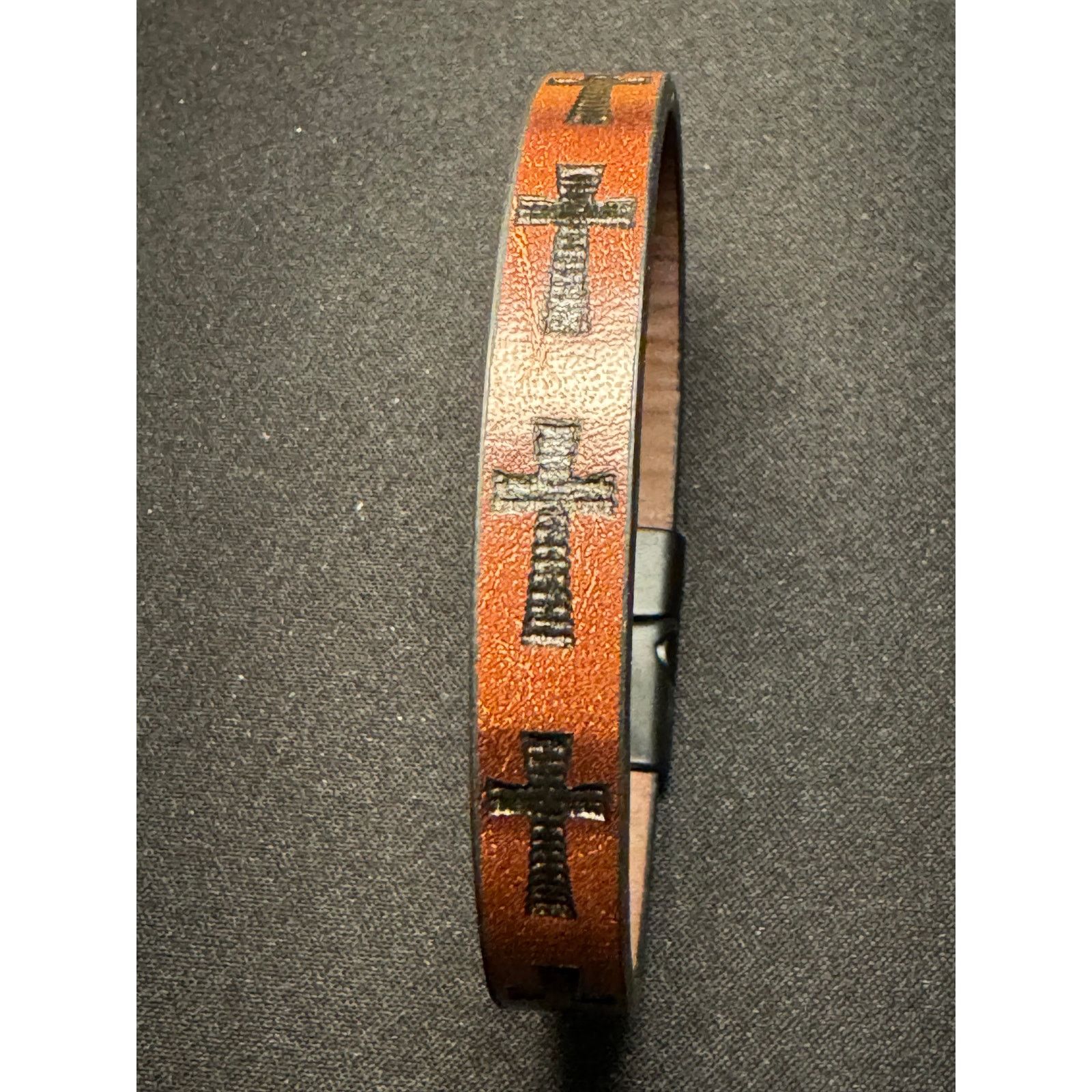 Other Christian Leather Cross Bracelet w/ Magnetic Slide Closure Size ONE SIZE - 1 Thumbnail